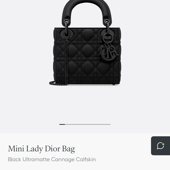 Mini Lady Dior (matte black w/ crossbody chain) - Picture 7 of 9
